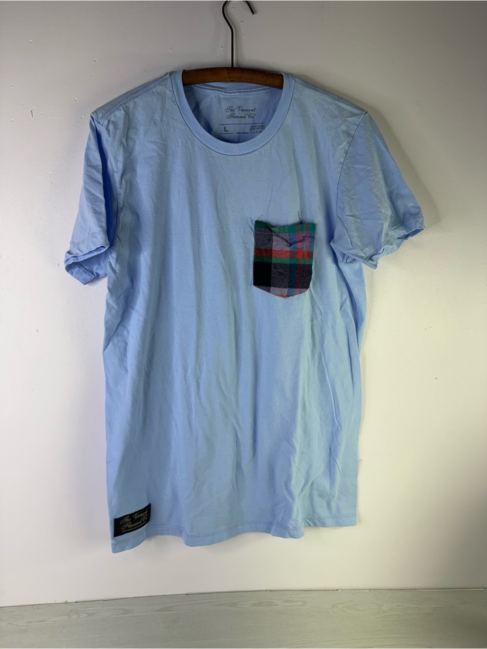Vermont Flannel Co. Garden Island short sleeve flannel pocket t-shirt size large